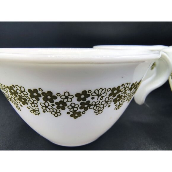 Coffee Cups Spring Blossom Green Crazy Daisy Corning Ware Vintage Lot of 3 - Picture 10 of 16